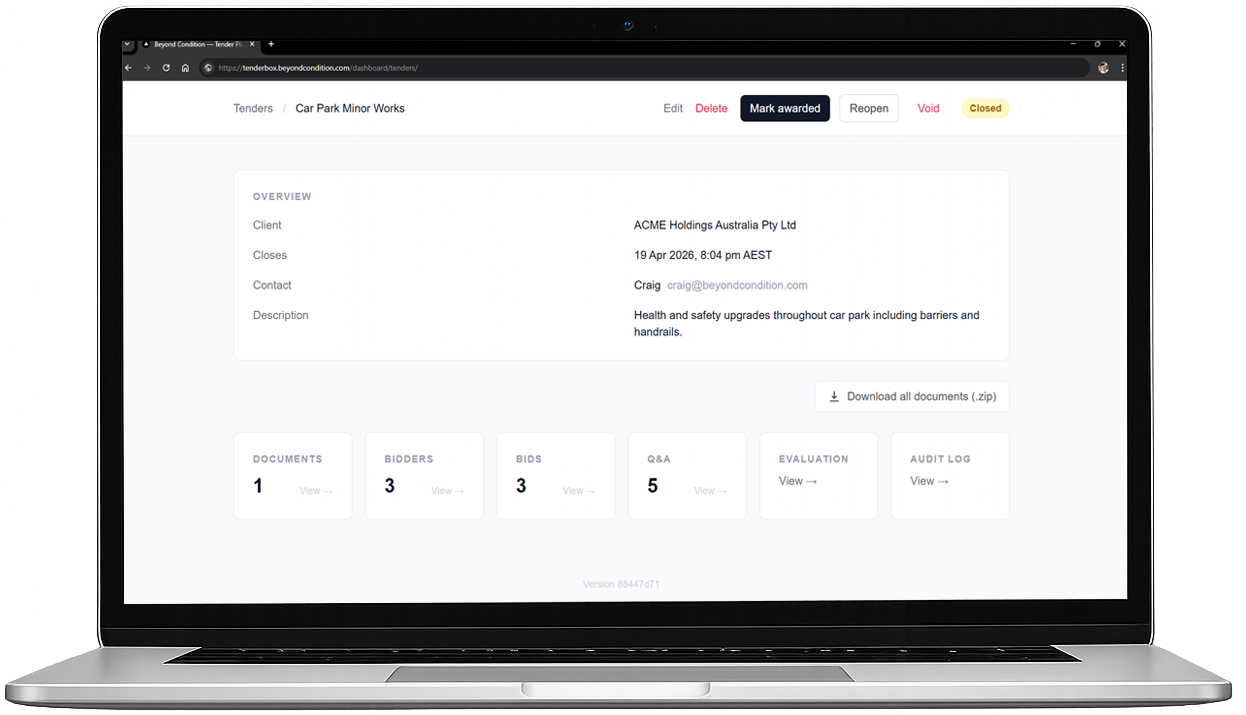 TenderBox tender overview